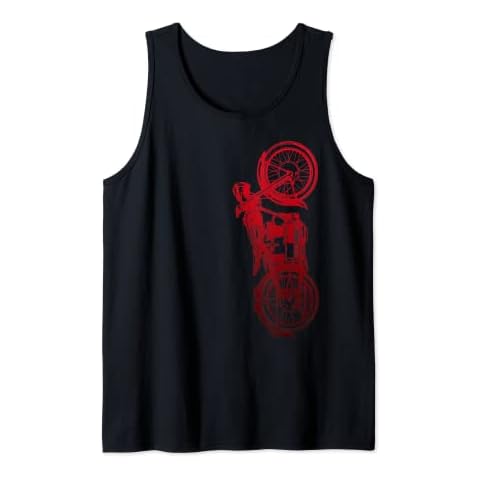 Classic Biker Vintage Retro Black Motorcycle Red Tank Top Cover