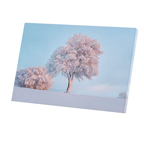 Toile imprimée arbre couvert de neige grand format 90x60cm affiche chene
