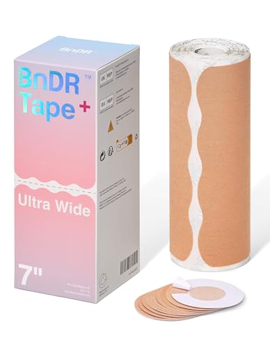 Pro Pre-Cut Synthetic Trans Tape with Nipple Covers for FTM Transgender Chest Binding Extra Wide 18cm 20 Strips (Beige)