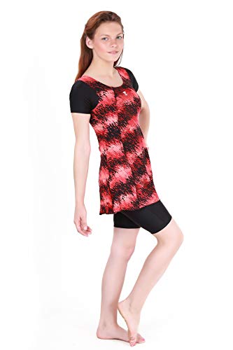 Image of TYR Polyester Perseus Women Frocksuit with Sleeves and Knee, S /32 (Red -Black)