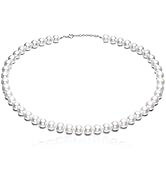 Collier Ras du Cou Rond Perles Collier de Perles Blanches Imitation Collier de Perles Saturne Val...
