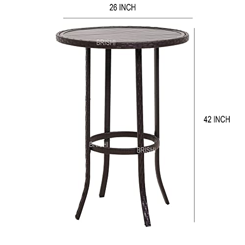 Image of BRISHI Outdoor Bar Set Garden Patio Bar Set 1+2 2 Chairs and Table Set Balcony Bar Table with Stool Set (Black)