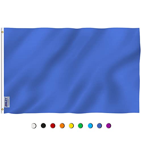 ANLEY Fly Breeze 3x5 Foot Solid Blue Flag - Vivid Color and UV Fade Resistant - Canvas Header and Double Stitched - Plain Blue Flags Polyester with Brass Grommets 3 X 5 Ft