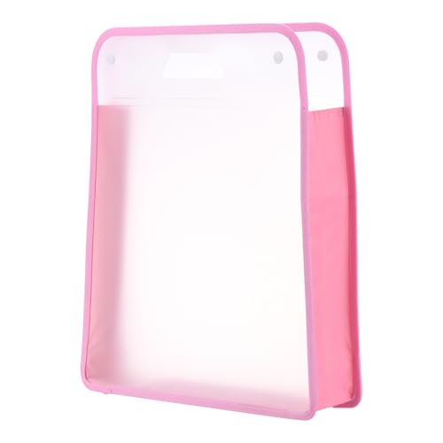 Image of PATIKIL Scrapbook Paper Storage Organizer, Rectangular Scrapbook Organizer for 12x12 inch Sheet Paper Vinyl Storage with Handle for Scrapbook File Vinyl Paper Card Stock, Pink