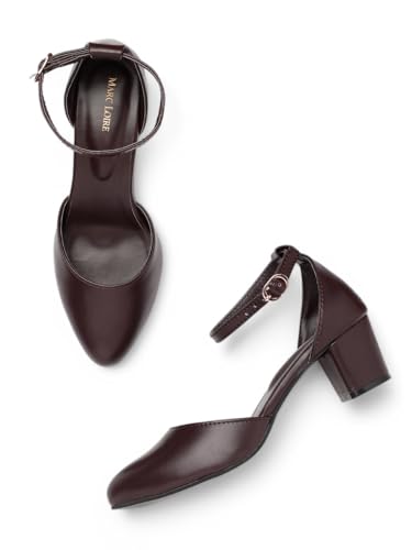 Image of Marc Loire Women's Pointed Toe Block Heel Fashion Sandals with Buckled Ankle Strap
