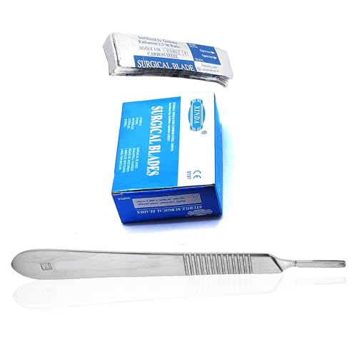 100 SCALPEL STERILE BLADES #11 WITH FREE SCALPEL HANDLE #3 (PC BRAND)