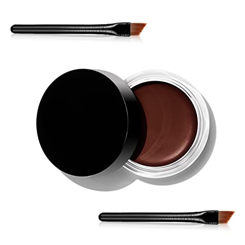 Erinde Brown Gel Eyeliner, Waterproof Long Lasting Cream Eyeliner Gel Pot, High-Intensity Pigments Smudge-Proof Eye Liner Makeup, Water-Resistant Eyeliners with 2PCS Brushes #06