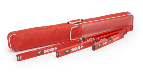 Livella A Bolla Professionale SOLA Set AV 30 - Set 3 Misure (30+60+100 Cm) Con Libellula FOCUS, In Alluminio Robusto