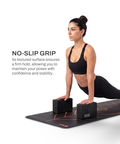Image of TEGO Boost Yoga Block - Firm EVA - 3x6x9 Inches - Black Green - Accessory for Yoga and Pilates