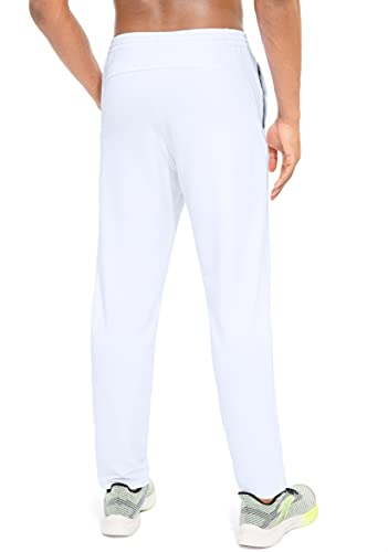 G Gradual Men's Sweatpants With Zipper Pockets Tapered Track Athletic Pants For Men Running, Exercise, Workout (White, Large) #TOP2