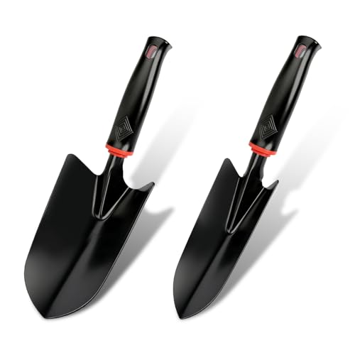 Gartenschaufel Klein 2 Stück Blumenkelle aus Kohlenstoffstahl Schwarzer Pflanzkelle Handliche Schaufel zum Pflanzen Umpflanzen Jäten