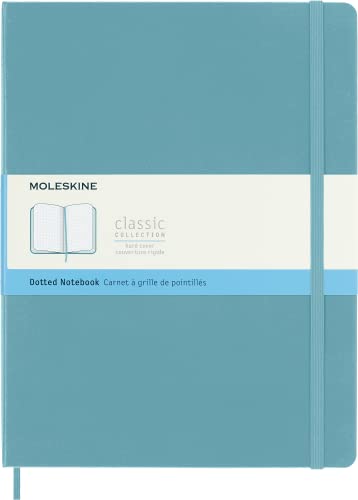 Moleskine Classic Notebook, Extra Large, Dotted, Reef Blue, Hard Cover (7.5 x 9.75)