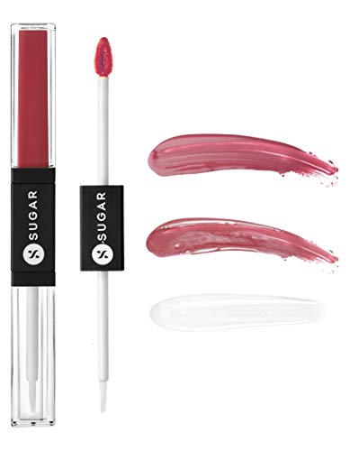 Image of SUGAR Cosmetics - Smudge Me Not - Lip Duo - 04 Plum Yum (Muted Plum) - 3.5 ml - 2-in-1 Duo Liquid Lipstick with Matte Finish and Moisturizing Gloss