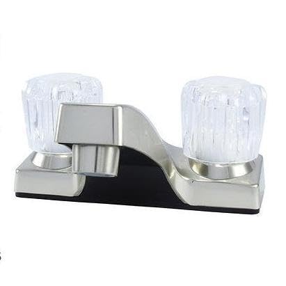 WMF-4224-BN RV Bathroom Faucet with Double Handle Polished Chrome Brushed Nickel Plating Over ABS Plastic 4 on Center