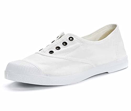 Natural World Eco - Zapatillas Mujer de algodón orgánico y Caucho - Color Blanco - 102 (Blanco, Sistema Tallas Calzado EU, Adulto, Mujer, Números, Mediano, 37)