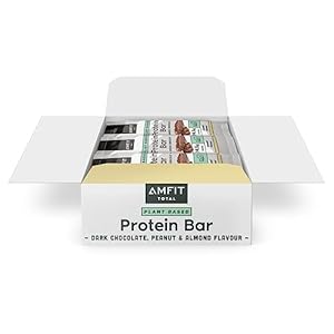 Amazon Brand – Amfit Nutrition Low Sugar Plant Protein Bar, Almond Flavour, 55g, Pack of 12