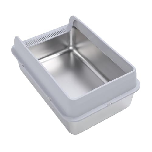 Caixa de Areia de Aço Inoxidável para Gato e Coelho, Bandeja de Areia Fechada Com Colher, Bandeja de