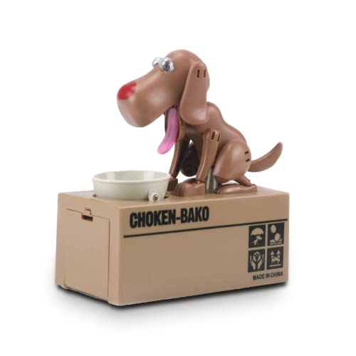 Kuty Juzi Dog Eating Piggy Bank for Kids, Doggy Piggy Bank, Cute Money Bank for Girls, Coin Bank for Boys, Great Gift for Children(Brown)