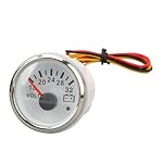52mm-Voltmeter-GaugeAutomotive-Replacement-Voltmeter-Gauges-18V-32V-White-Dial-Face-Silver-Bezel-Universal-Electrical-Pointer-Voltage-Meter-for-RV-Boat-DC9-32VDisplay-Waterproof-Voltmeter