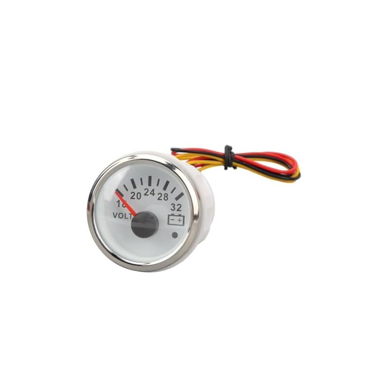 52Mm-Voltmeter-Gaugeautomotive-Replacement-Voltmeter-Gauges-18V-32V-White-Dial-Face-Silver-Bezel-Universal-Electrical-Pointer-Voltage-Meter-For-Rv-Boat-Dc9-32Vdisplay-Waterproof-Voltmeter 3148btmxt l. sl500 . ss800