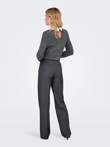 ONLY Damen Onlhattie-Lana Hw Wide Mel Pant TLR Hose, Dark Grey Melange, 38W x 32L