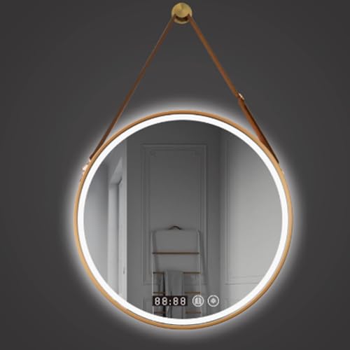 Miroir cadre métal brossé 90 cm avec éclairage LED haut de gamme et anti-buée