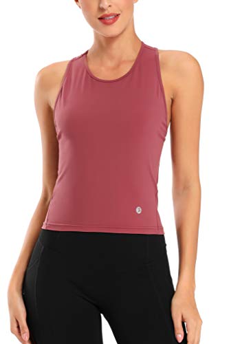 Evobak Workout Tops for Women - Yoga Shirts Racerback Crop Tops Athletic Exercise Gym Running Training Tanks Active Wear