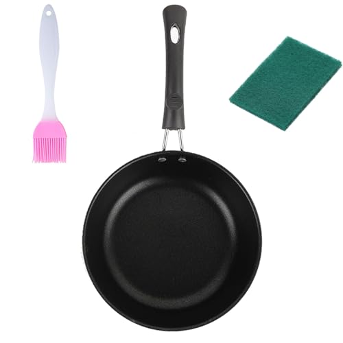Mini Pfanne Induktion 12 cm Kleine Bratpfanne mit Antihaftbeschichtung Ideal für Camping und kleine Küchen Platzsparende Kochpfanne für Einzelportionen Inklusive Öl-Bürste und Reinigungsschwamm