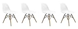 Nicer Furniture Eiffel Style Side Chair with Natural Wood Legs - Set of 4 (White)