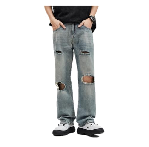 Jeans Pants Trousers Denim Spring High Street Straight Tube Loose Retro Versatile Handsome Trendy Long