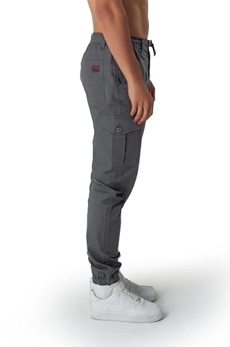 Smith & Solo Cargohose Herren – Chino Hose Cargo Hosen Stretch, Arbeitshosen Baggy Baumwolle, Activewear für Herren mit Taschen Kordelzug (Anthrazit, M)