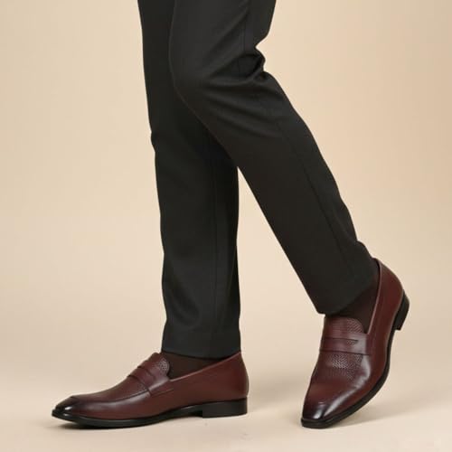 Image of HAYES LONDON Penny Loafers for Men | Genuine Leather Slip-on Shoes | Formal & Casual Comfort Footwear
