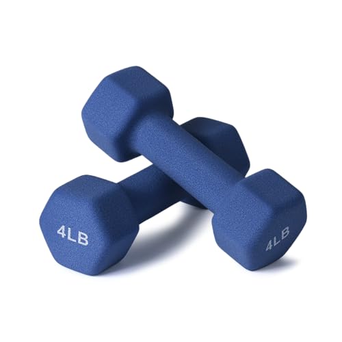 Portzon Dumbbells Neoprene with Non Slip Grip weight for Total Body Workout Compatible with of 2 Set,1-15 LB, Anti-Slip, Anti-roll, Hex Shape