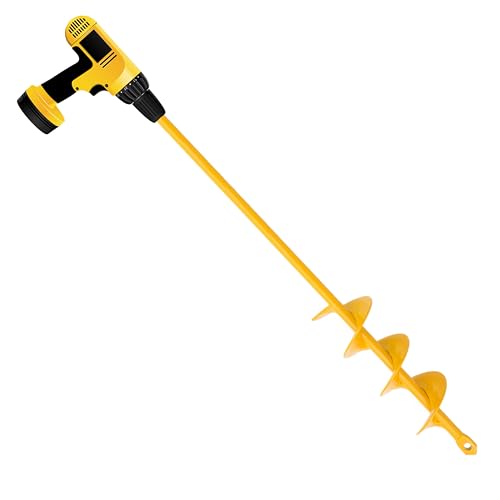 NAFOGAR Garden Auger Drill Bit for Planting - 2"(D) x14.5(L) - Post Hole Digger Drill Auger for Gardening Bulbs, Flowers, and Bedding Plant - Made to Fit in Any 3/8 Hex Drill (Yellow) by NAFOGAR - Used condition - US$11.69