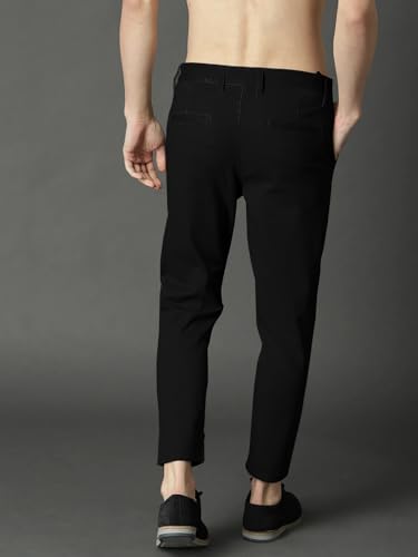 Image of Men's Slim Fit Cotton Blend Trousers - Stretchable Casual & Office Wear