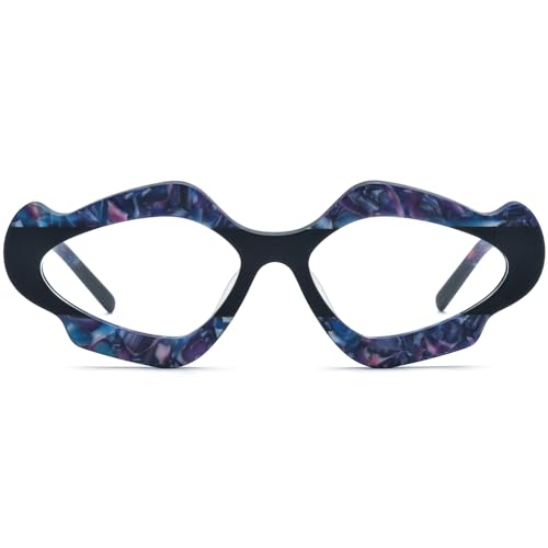 Image of HEPIDEM Multicolor Acetate Glasses Frame Women Cat Eye Eyeglasses Men Optical Spectacles 9291