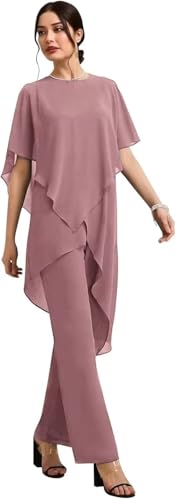 2 Pieces Mother of The Bride Pant Suits Chiffon Half