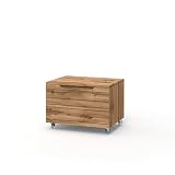 AQA DESIGN accessori casa cassettiera, frontale in MDF, finitura quercia con nodi, nr1 cassetto con scorrimento e chiusura soft close, maniglia a - Rovere miele - 80x45x42 cm
