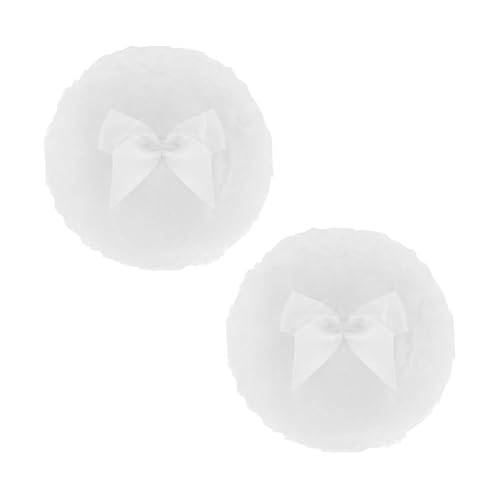 Miniatura 6 de GSHLLO 2 unidades de 4 pulgadas grandes esponjosos polvos de terciopelo ultra suave, soplos de polvo para rostro, cuerpo, polvo, reutilizables,