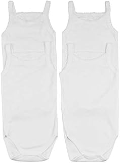ToBeInStyle Baby Girls' 4 Pack Spaghetti Strap Bodysuit Onesies - White - 3-6