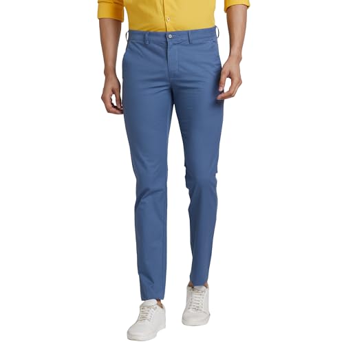 Image of Park Avenue Men's Mid Rise Print Pattern Neo Fit Cotton Blend Flat Regular Fit Front Chinos