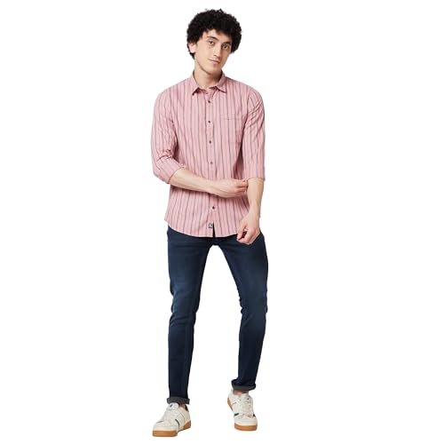 Image of Spykar Men's Regular Fit N /A Full Sleeve Striped Casual Shirts