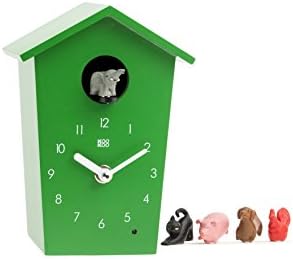 KOOKOO AnimalHouse Green, Small Cuckoo Clock with 5 Farm Animals Sounds (Natural Field Recordings)