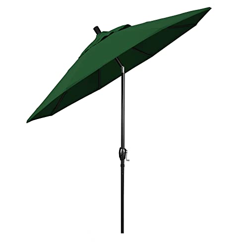 California Umbrella Gspt908302-F08 9' Round Aluminum Market, Crank Lift, Push Button Tilt, Black Pole, Hunter Green Olefin Patio Umbrella, 9-Feet #TOP2
