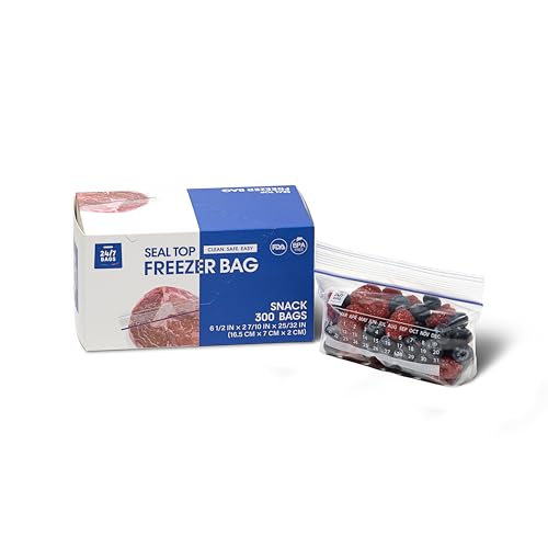 24/7 Bags- Snack Freezer Bags - 300 Count with Expandable Bottom and New Calendar Feature Easy Fill On The Go