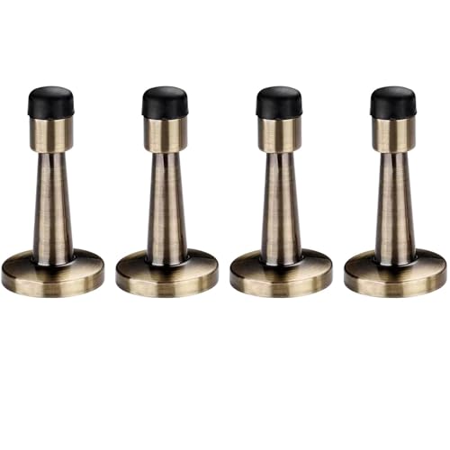 4 Pcs Antique Brass Door Stop Wall Mounted Door Stopper for Skirting Protection Heavy Duty Brass Door Stoppers with Rubber Tip to Prevent Wall Damage and Reduce Noise in Home and Office Settings
