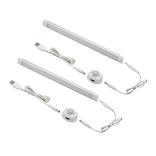 LABOREDUCER LED Under Cabinet Lighting Fixture,Motion Sensor Activated Bar Light for Kitchen Garage Closet Bedside,2 Pack 11.2 inch Night Light with Automatic Shut Off Timer USB Port (Natural White)