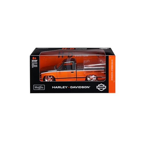 Maisto 1:24 Harley Davidson Custom 1993 Chevy Pick-up, Orange/Black by Maisto - Image 3