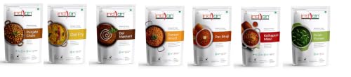 Image of Indian Kitchen Foods Each Packet of Chole, Dal Fry, Dal Makhani, Paneer Bhurji, Veg. Kolhapuri, Palak Paneer,Pav Bhaji, Freeze, Dried, Gluten-Free, Ready to Eat Food, Curry Combo, 7 Count
