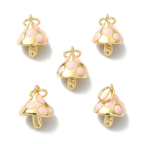 DanLingJewelry 10Pcs Brass Mushroom Charms Mini Food Vegetable Charms for Necklace Earring Jewelry Craft Making
